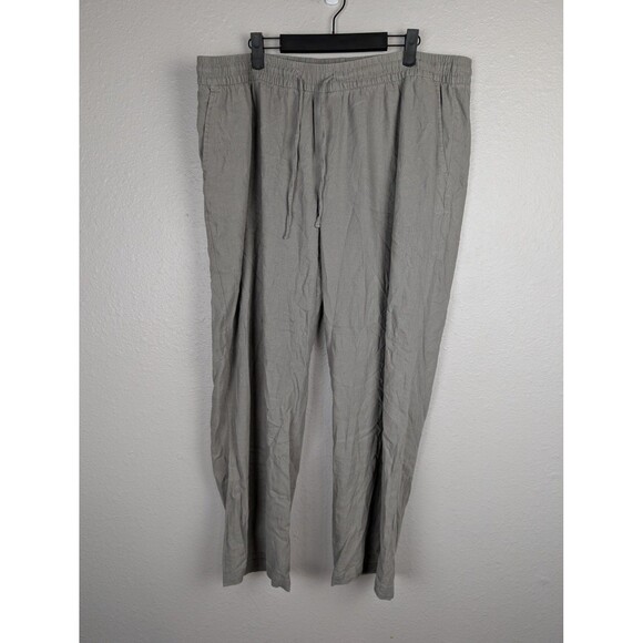 Old Navy Pants Mens XL Gray Linen Blend Drawstring Casual Relaxed Fit Pockets - Picture 1 of 6